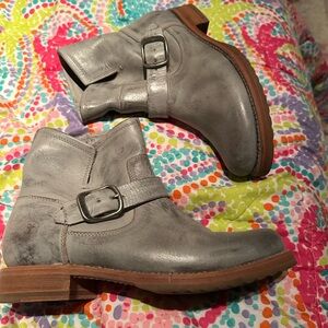 Frye Gray Ankle Boots with Buckle